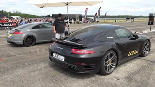 750HP Porsche 991 Turbo S vs 800HP Audi TT RS Turbo