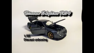 Nissan Skyline GTR R34 1/32 [JKM] Unboxing