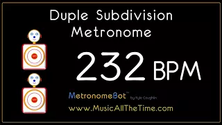 Duple subdivision metronome at 232 BPM MetronomeBot