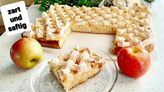 Den liebe ich, saftiger Apfel 🍎 Kuchen mit Pudding und Baiser. Яблочный пирог вкуснятина