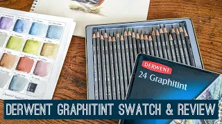 Derwent Graphitint 24 Water Soluble Colour Pencils Swatch & Review  (+ Graphitint Paint Comparison)