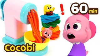 Let's Play with Rainbow Play-Doh Noodles! 🌈Color Videos For Kids | Compilation | Cocobi
