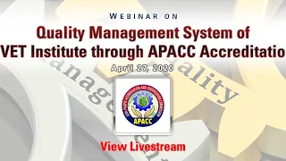 Webinar on Quality Management System of TVET Institute through APACC Accreditation