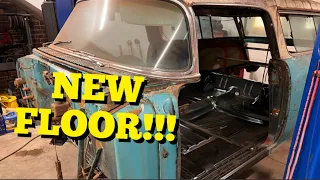 55 Nomad New Floor and Tail Panel Install!