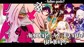 •|Hazbin Hotel React to Archons (Genshin Impact) as new demons|•GACHA CLUB 🇧🇷/🇺🇸