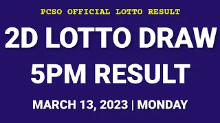 2D LOTTO RESULT 5PM Draw Today Afternoon March 13, 2023 PCSO ez2 Lotto Result today 2nd Draw 2D