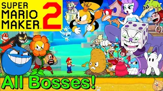 Mario Maker 2 - ALL CUPHEAD BOSSES (How To Make All Cuphead Boss Battles)King Dice, Root Pack, Goopy