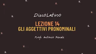 Lezione 14: gli aggettivi pronominali