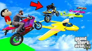 MICHAEL TRIED IMPOSSIBLE COLOURFUL AEROPLANE PARKOUR RAMP CHALLENGE IN GTA 5 | SHINCHAN and CHOP