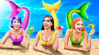 Poor VS Rich VS Giga Rich Mermaid Triplets ! How to Become a Mermaid!