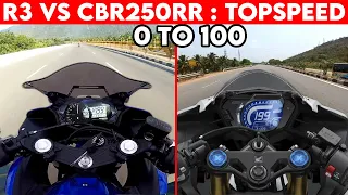 Yamaha R3 VS CBR 250RR | 0 TO 100 | TOPSPEED BATTLE !!!