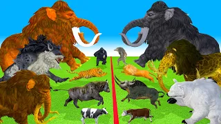 Prehistoric Mammals vs ARK Prehistoric Animals vs Dinosaur vs Woolly Mammoth Animal Epic Battle