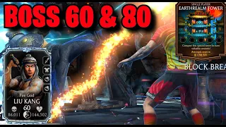 MAXED Fire God Liu Kang CRUSHES Bosses! | Earthrealm Tower Fatal Boss 60 , 80 Battle + Reward