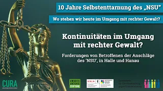 Kontinuitäten im Umgang mit rechter Gewalt? Betroffene des "NSU", aus Halle und Hanau im Gespräch