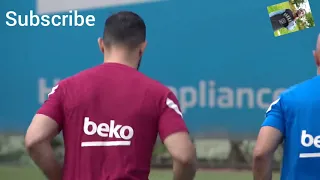 Aguero First Training in Barcelona Whit Mesii