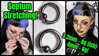 Stretching My Septum from 3.2mm (8g) to 4mm (6g) // Emily Boo