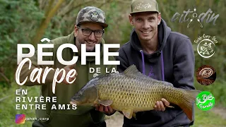 Pêche de la carpe en rivière entre amis