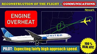 Engine overheat. High speed landing | United Boeing 767-400 | Newark, Real ATC
