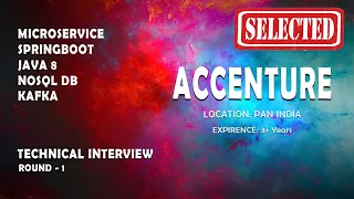 SELECTED | Accenture | Java microservice springboot real time interview | Real time interview