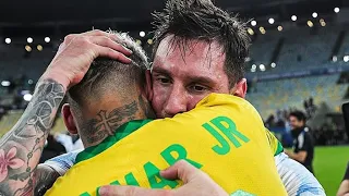 EMOCIONANTE! Neymar cumprimenta Messi pelo título da Copa América! Brasil x Argentina 2021