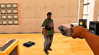 GTA SAN ANDREAS, mas a ultima missão é em primeira pessoa