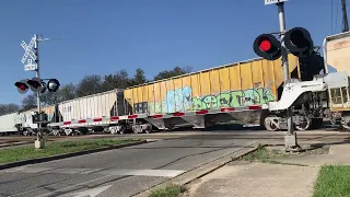 Northbound Union Pacific mix freight train at dittmar road in Austin Texas plus mid DPU