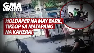 Holdaper na may baril, tiklop sa matapang na kahera! | GMA News Feed