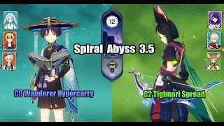 C0 Wanderer Hypercarry & C2 Tighnari Spread | Spiral Abyss Floor 12 9 Stars | Genshin Impact 3.5