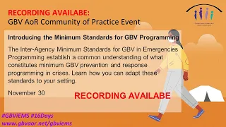 Introducing the Minimum Standards for GBV Programming