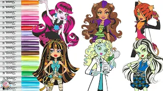 Monster High Coloring Book Compilation Draculaura Frankie Stein Clawdeen Cleo Lagoona Blue Toralei