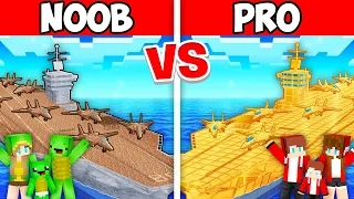 Mikey Family & JJ Family - NOOB vs PRO : AIRCRAFT CARRIER Build Challenge in Minecraft