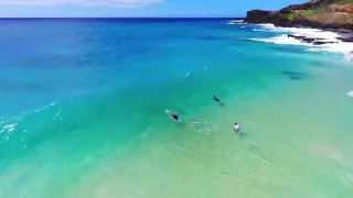 Drone footage from Sandy Beach Park ... Bodyboarding  Cristal clear barrels..