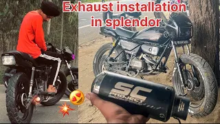 Splendor Modified 🔥 || Exhaust Installation In Splendor 💥✅ @rickypb07