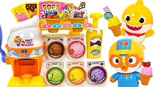 Let's eat delicious Ice Cream with Pinkfong&Baby Shark! Pororo Ice Cream Shop play | PinkyPopTOY