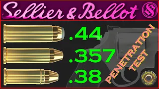 Penetration Test .38 Special (158gr) vs .357 Magnum (158gr) vs .44 Remington Magnum (230gr) vs Wood.