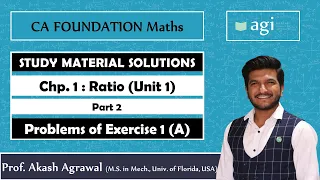 CA Foundation | Business Mathematics | Ratio | Exercise 1A | ICAI Study Material Solutions