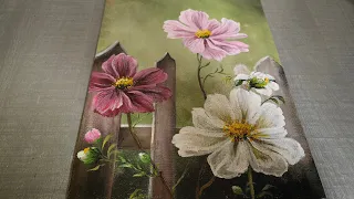 Flowers and Fence _Acrylic Painting || Step-by-Step || For Beginners