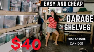 EASY, CHEAP DIY GARAGE SHELVES | Garage makeover on a budget| Before and after | If Only April