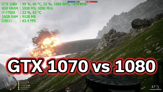 Battlefield 1 - GTX 1070 vs 1080 - 1440p vs 2160p - i7-7700k - Benchmark