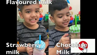 Home-made flavored milk | little chef | strawberry milk | chocolate milk | kids  - YumTum recipe