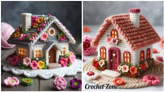 Beautiful crochet miniature home model. Crochet craft model.Share ideas created by AI. #crochethome