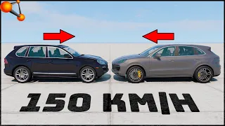 OLD PORSCHE CAYENNE vs NEW PORSCHE CAYENNE! 150 Km/H CRASH TEST! - BeamNg Drive