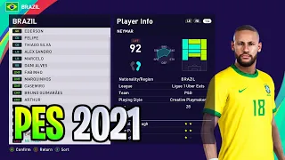 BRAZIL players Ratings & Faces | PES 2021