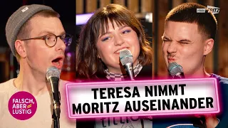 Moritz Neumeier muss einstecken! | falsch, aber lustig | Lena Kupke, Alex Stoldt, Teresa Reichl