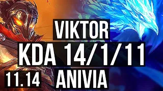 VIKTOR vs ANIVIA (MID) | 14/1/11, Legendary, 600+ games, 1.2M mastery | NA Master | v11.14