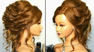 Romantic bridal, wedding hairstyle for long hair. Tutorial