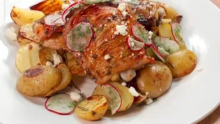 Chicken and Potatoes with Radish salad by chef bao