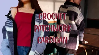 Crochet Patchwork Cardigan | Harry Styles Inspired Cardigan | Monochrome