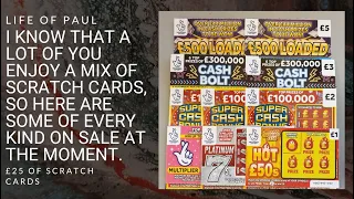 £25 scratch cards. A mix of £5, £3 £2 and £1 scratch cards from the Lottery, looking for a big win!