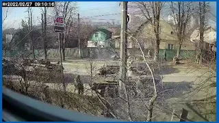 CCTV footage shows Russian militray vehicles in Bucha, suburbs of Kyiv